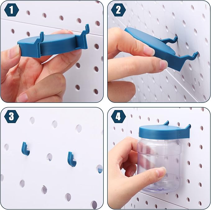 Unittype 20 Set Pegboard Organizer Accessories Peg Boards Jars with Lids Plastic Pegboards Bins Storage Containers Clear Peg Board Wall Organizer for Garage Sewing Office Home Supplies(Dark Blue)