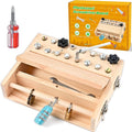 Wooderma Montessori Screwdriver Board Set, with Lock and Key, Wooden Montessori Toys for 3 4 5, Toddler Screwdriver Toy, Kids Tool Set, Preschool Learning Sensory Toy, Fine Motor Skills Toys