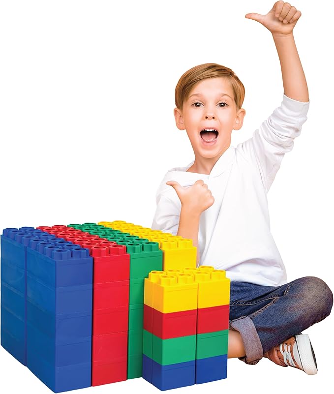 BiggoBlocks Big Blocks for Kids Ages 4-8 — Indoor & Outdoor Blocks for Kids Games — Large Building Blocks (48 pc) Learner Set