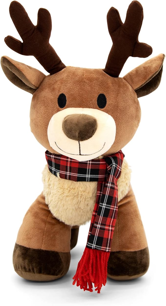 Plush Reindeer Stuffed Animal - Holiday Deer Characters with Antlers Toy for Girl, Boy, Baby, and Toddler - Christmas Decor Animals - Randall, 14 Inch