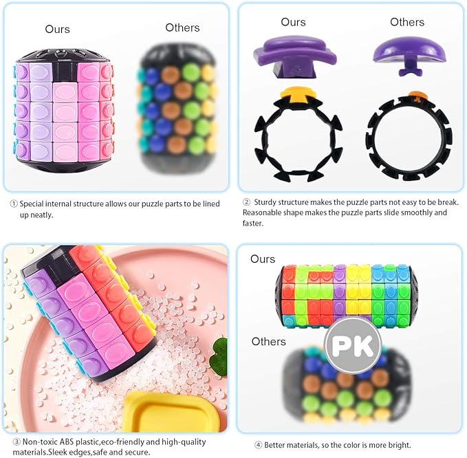 R.Y.TOYS Rotate and Slide Puzzle-Design Patent,Fidget Toys(Restore Order/Create Patterns) 8 Colors,3 and 5 Layers-Detach Piece for Quick Play,Brain Teaser,Sensory Toys Gifts,Easter Basket Stuffers