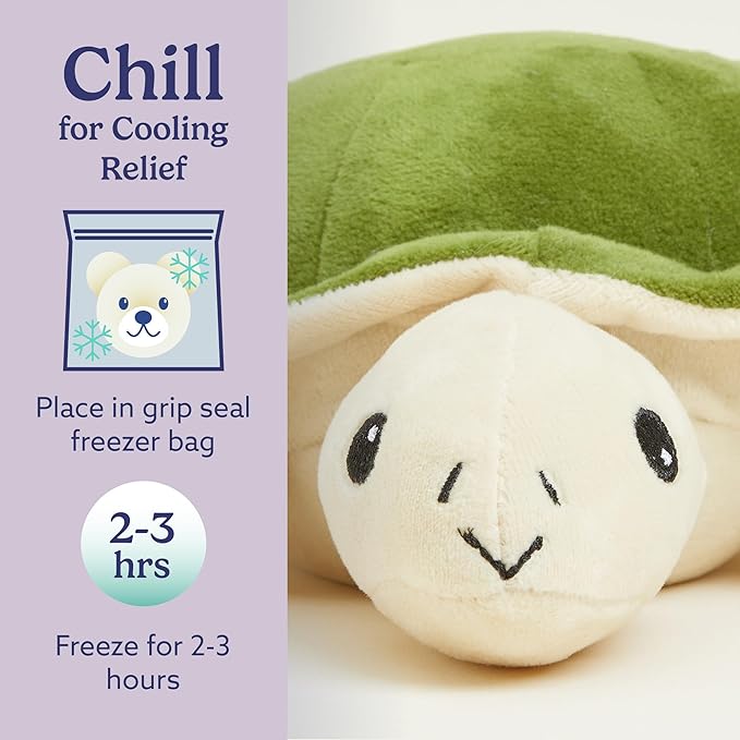 warmies Junior Microwavable & Weighted Stuffed Animals, Turtle - Heated Stuffed Animal Plushie for Warmth & Comfort - Cute Soft Plush Toys for Adults & Children (Boys, Girls, Babies & Toddlers)