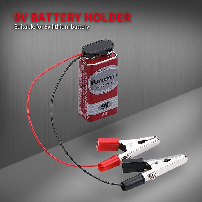 DAIERTEK 10pcs 9V Battery Connector 9 Volt Battery Snap Clip I Type with 2 Pairs of Alligator Clips and 2.1mm X 5.5mm DC Male Power Plug