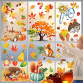 Fall Window Clings 9 Sheets Large-Size Window Clings for Glass Windo Decoration Autumn Leaves Animals Woodland Thanksgiving Decor Home Bedroom Nursery Room Windo Decals