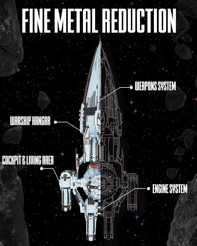 Piececool 3D Metal Puzzles for Adult, Three-Body Blue Space Starship Metal Model Kit, DIY Spaceship Building Kit Crafts for Adults to Build Home Decoration Best Gifts