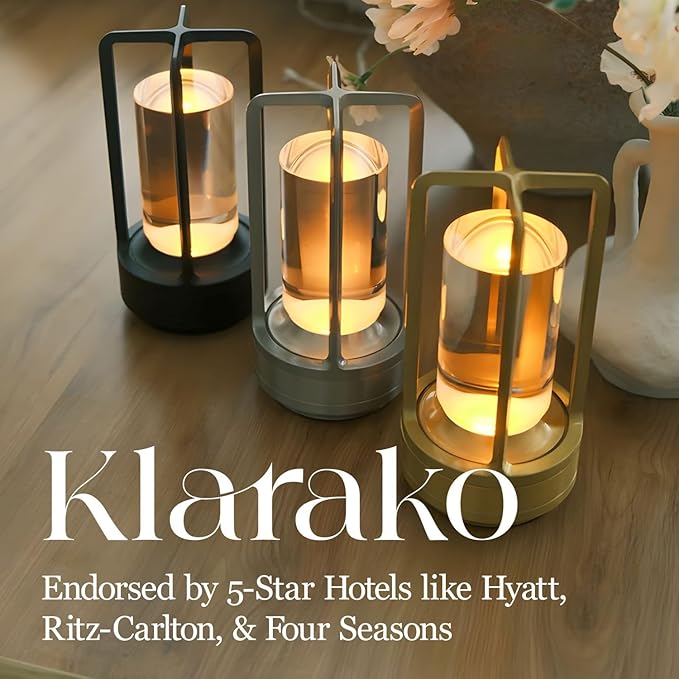 Klarako Crystal Lantern Lamp – Modern Cordless Rechargeable Bedside & Outdoor Light, Portable Wireless – Dimmable Touch Control – Luxury Living Room & Hotel-Style Lighting (Hot Rod Red, 2-Pack)