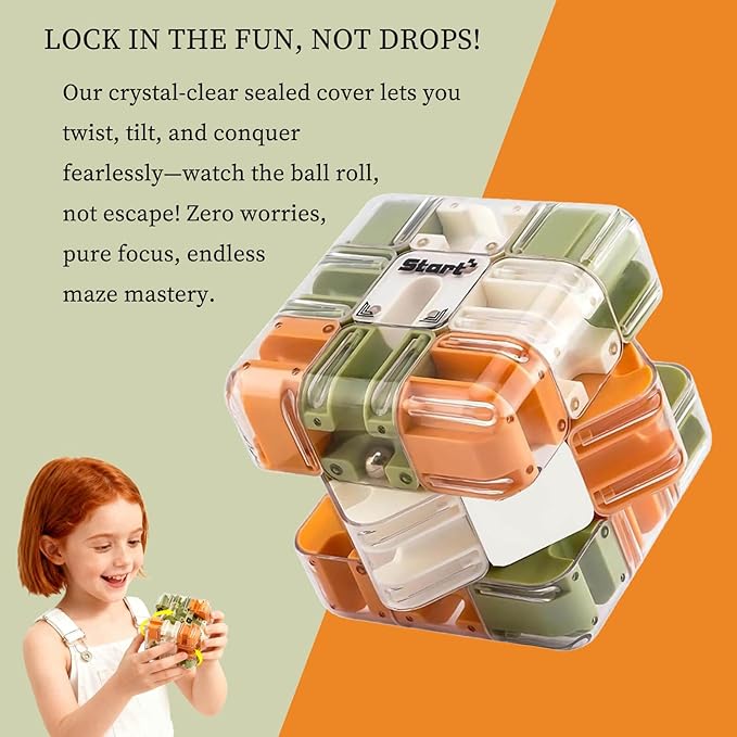 Large Labyrinth 3D Maze Cube – Interactive Puzzle Cube with Rolling Maze Ball, Stress Relief & Logic Development Game for Adults and Teens