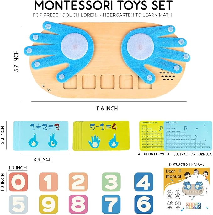 Montessori Toys Number Blocks Toys for Kids, Learning Toys for Toddlers 3+ Years with Music, Math Game Educational Toys, Homeschool Supplies Preschool Kindergarten Math Manipulatives