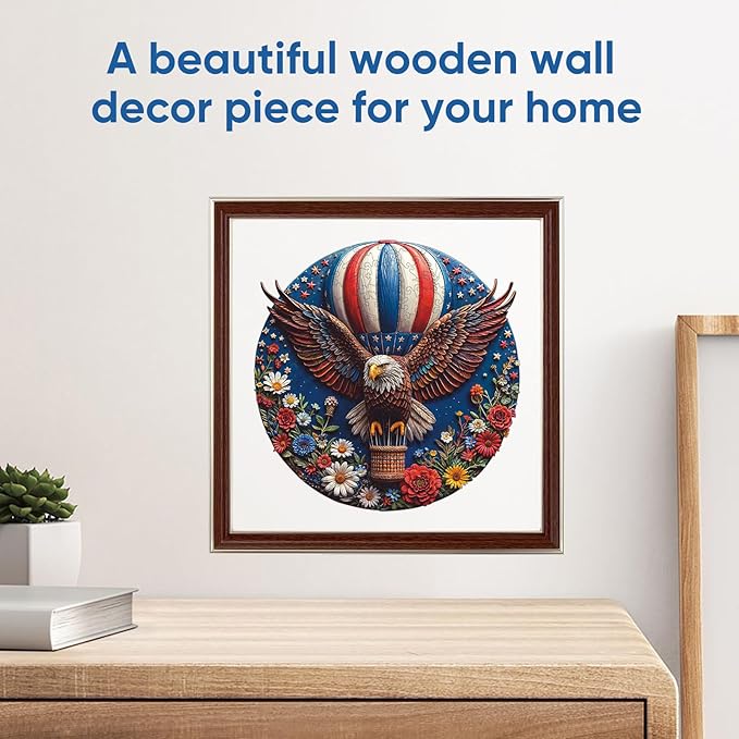 Wooden Puzzles, Flower Eagle Jigsaw Puzzles 200 Piece, Medium, Unique Shape Animal Adult Puzzles, Irregular Best Gift for Adults and Kids Family Game (10.6x10.6 in)