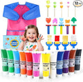 TMOL Washable Finger Paint for Toddlers, 27 PCS Non-Toxic Finger Paints, 12 Vibrant Colors (1.21fl oz), Baby Paint for Hand and Feet, Safe Art Supplies, Early Learning Gifts for Kids Age 3+