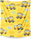 Kids Throw Blankets School Bus Blankets Gift for Boys Birthday, 30x40 Inches Soft Cozy All Season Throw for Sofa Couch Bed