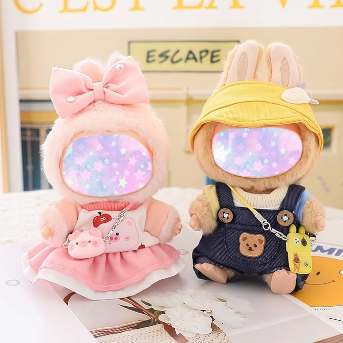 17cm Doll Clothes Set, 4 Pieces Dress Skirt Outfit Set for 6.7inch Doll Suit, Cute Fashion Bowknot Clothes Accessories for 1st/2nd/3rd Gen Dolls Play & Display Pink