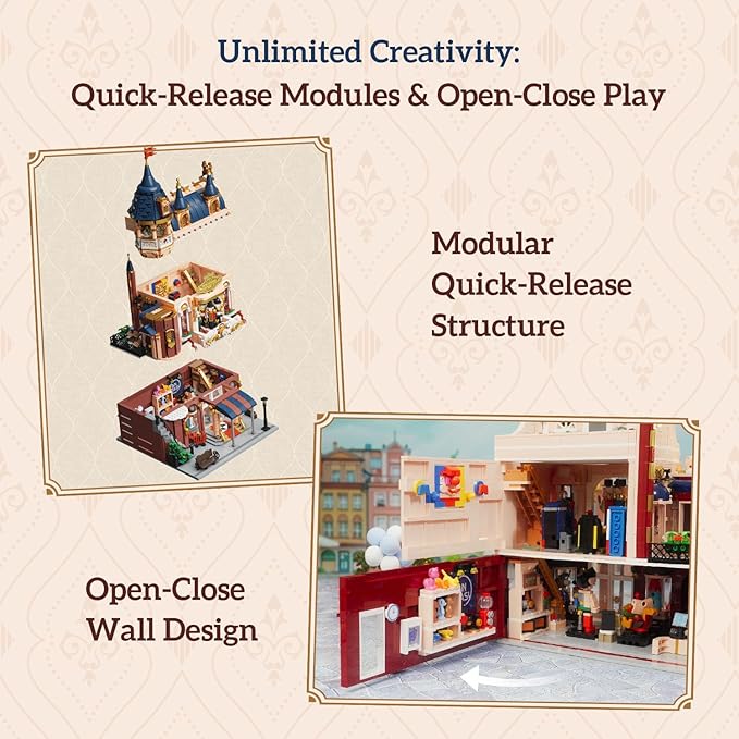 PANTASY Toy Shop Building Set for Adults, Nostalgic Modular Building with Detailed Facade & Interior Decoration, Creative Architecture Building Toy for Building Block and Design Lovers