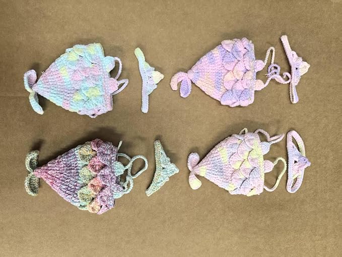 Clothes for Labubu Doll,Clothes for Doll Accessories,Hand-woven Bikini Mermaid Crochet Skirt Set,Summer Mermaid Costume Outfit Suitable for Labubu15&17cm,Dress-Up Accessories for Labubu Doll (color03)