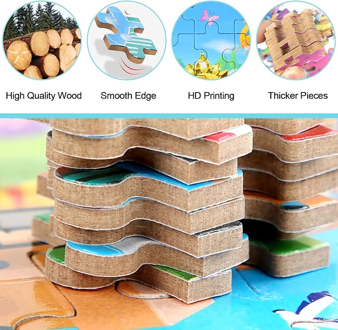 Puzzles for Kids Ages 4-8, 60 Pieces for Kids Ages 3-5 in a Metal Box Jigsaw Puzzles Girls and Boys Educational Toys Gifts
