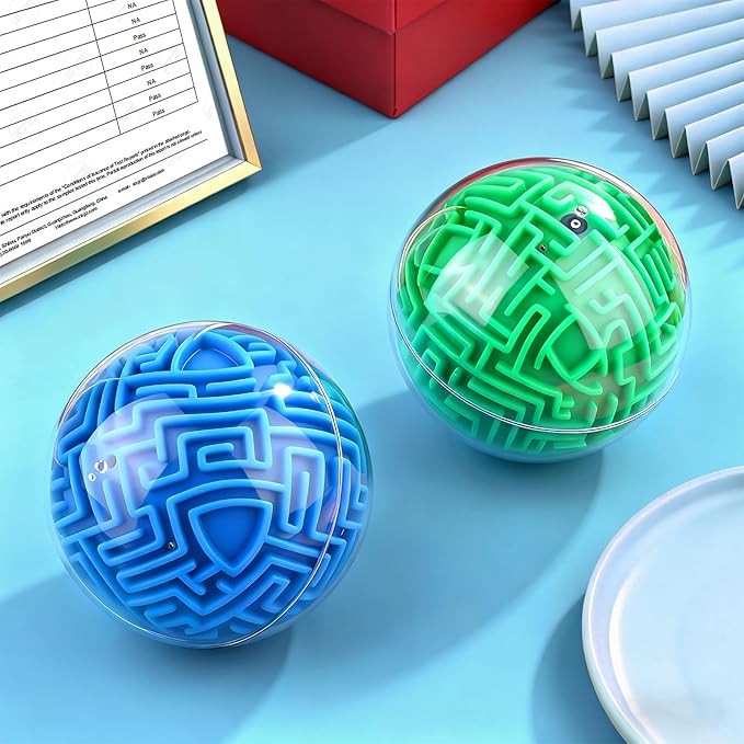 2 Pack 3D Puzzle Maze Ball, Memory Sequential Gravity Cube Balls Educational Toys for Kids Teens & Adults, Hard Challenges Game Lover Tiny Balls Brain Teasers Game Gifts
