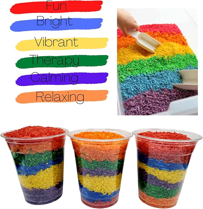 The Wood Etch - Rainbow Colored Rice, Vibrant Sensory Bin Filler for Kids, Art & Craft Learning, Safe & Non-Toxic, Made in USA, 6 Lbs Bulk Pack for Creative Play, Color Perception & Fun Activities