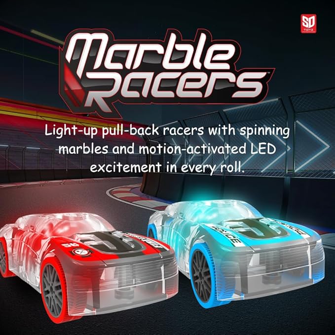 LED Light Up Pull Back Blue Race Car, Toy Vehicle for Kids 3 and Up