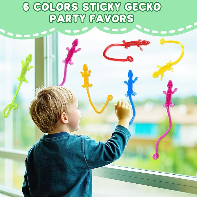 40pcs Sticky Gecko Toys Party Favors Kids Goodie Bag Stuffers Sticky Finger Bulk Stretchy Lizard Toys Treasure Box Prize Pinata Fillers Classroom Rewards Birthday Party Supplies Treat Toddler Boy Girl