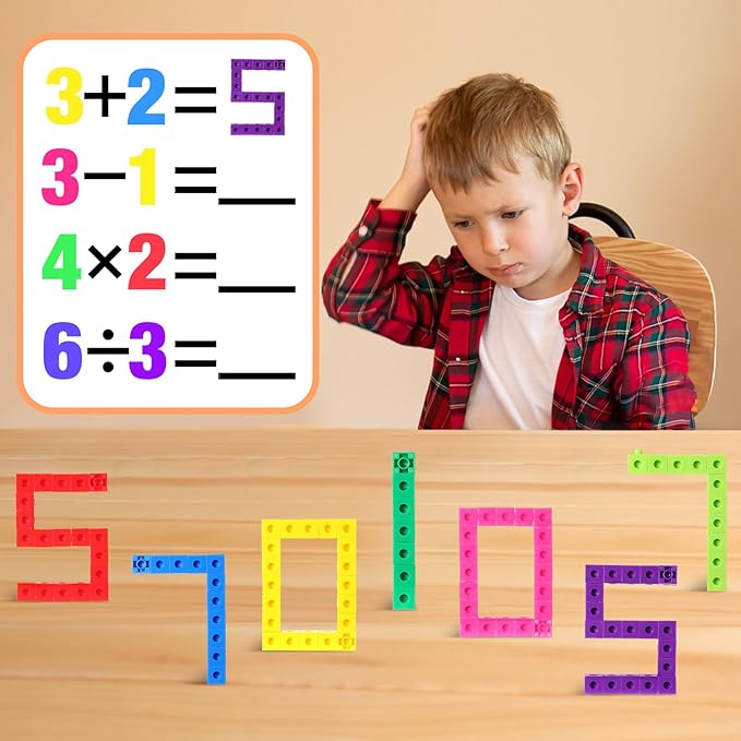 Jenaai 1500 Pieces Linking Cubes for Math Counting Cubes, Colorful Plastic Counting Blocks, Math Manipulatives Classroom Learning Supplies for Preschool Kindergarten Games