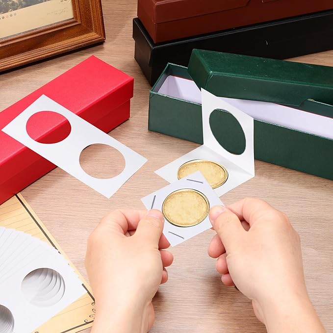 PATIKIL Coin Storage Box, Coin Collecting Cardboard for Collectors, Green, 3 Pcs