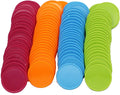 Set of 100 Opaque Plastic Learning Counters Mini Poker Chips Game Tokens with Storage Box (Mediumvioletred+Lawngreen+Deepsky Blue+Orange, 1 Inch)