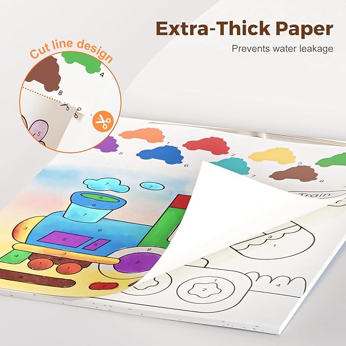 Paint with Water Books for Toddlers, Mess Free Watercolor Painting Activity for Kids Ages 1-3, 2-4, 4-6, Art Craft Coloring Gift with Brush, Airplane Travel Activities for Toddlers, Transportation