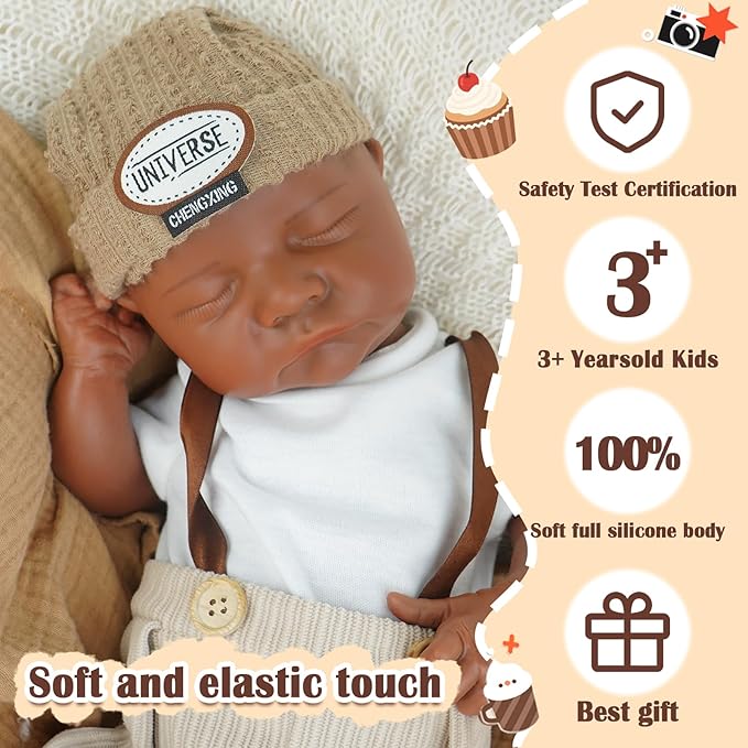Boy 17.5 Inch, Full Silicone Baby Doll, Realistic Baby Dolls, Realistic Veins & Sleeping Pose, Not Vinyl, Reborn Baby Dolls Silicone Full Body, Gift Set