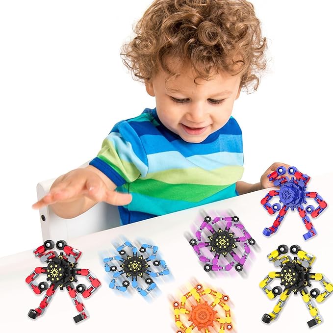 Transformable Fidget Spinners,Funny Stress Relief Sensory Fidget Toys,Deformable Chain DIY Robot Fingertip Gyros Toys Birthday Party Favors Easter Basket Stocking Stuffers for Kids and Adults (24PC)