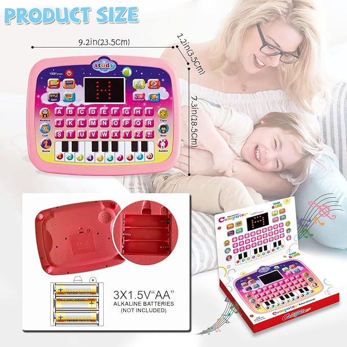 Kids Learning Pad Tablet Toddler with LED Screen Teach Alphabet Numbers Word Music Math Early Development Interactive Electronic Toy for Toddler Ages 3 4 5 6