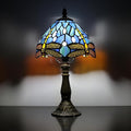 Tiffany Table lamp 8-inch Small Stained Glass lamp in a Vintage Dragonfly Pattern Style can be Used as a Decoration for The Living Room Bedside in The Bedroom or Desk