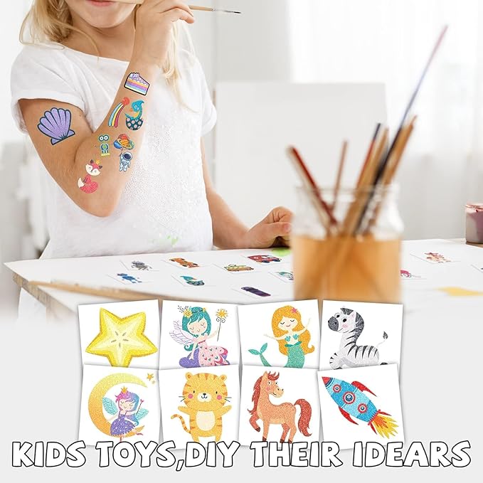 EMOME 204 Sheets Glitter Tattoos for Kids, Individually Wrapped Kids Temporary Tattoos for Girls and Boys, Fake Tattoo Stickers for Birthday Party Favors Supplies, Halloween Goodie Bag Stuffers