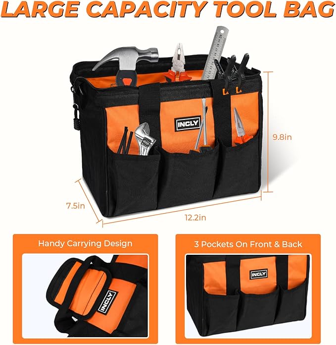 INCLY 24 PCS Real Tool Set with Tool Bag, Small Real Hand Tools Kit, Construction Learning Tools Hammer Screwdriver for Home DIY Building and Woodworking