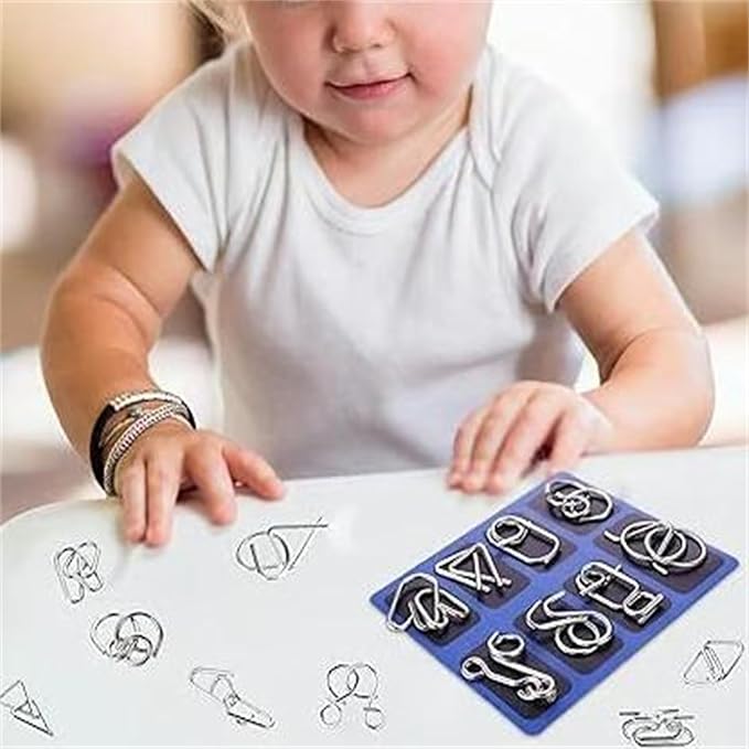 Reverse Thinking Puzzles, Metal Puzzle Ring, Educational Intellectual Toys IQ Toys, Metal Brain Teaser Puzzles, 2025 New IQ Test Brain Teaser Disentanglement Set (Yellow)