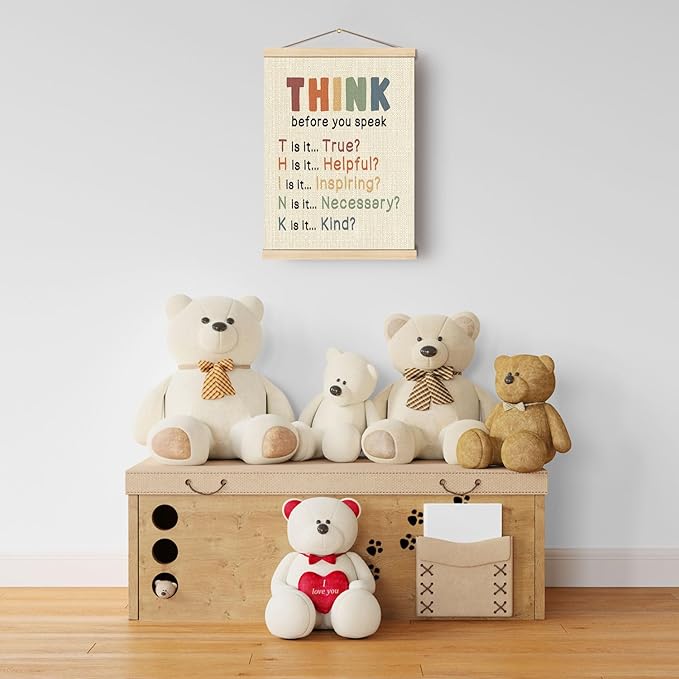 Boat Wades Inspirational Positive Mental Health Wall Art Poster Hanger Frame, Boho Classroom Decor, Think Before You Speak Classroom Hanging Wall Decor for Therapy School Counselor Office, 12x16 Inch