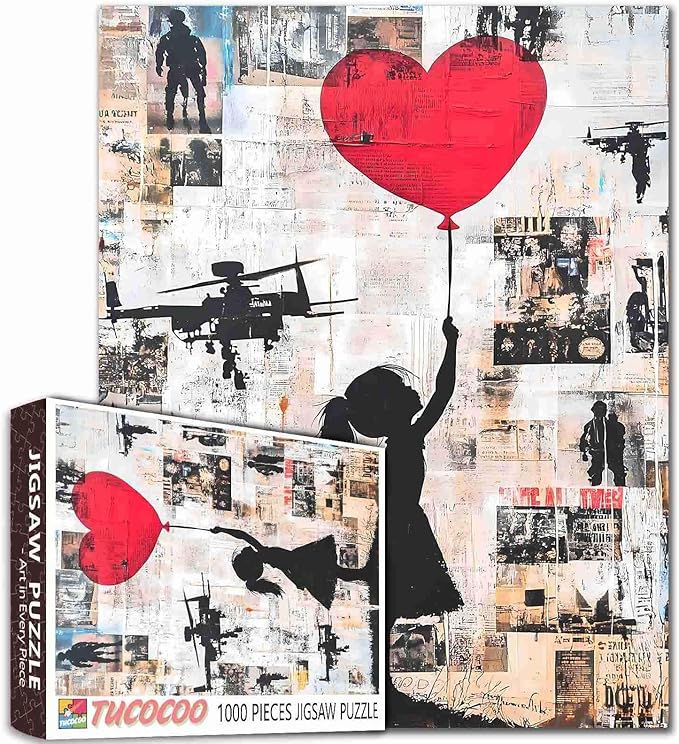 Tucocoo Banksy Girl Jigsaw Puzzles for Adults 1000 Pieces, Red Balloon Graffiti Art Puzzles for Adults DIY Crafts Puzzles for Home Decoration Gifts, Family Challenging Puzzle Perfect for Game Nights