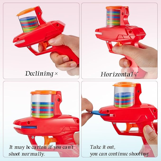 Sumind 2 Pcs Foam Disc Shooter Zip Shot Shooter Disc Launcher (Red,Pink)