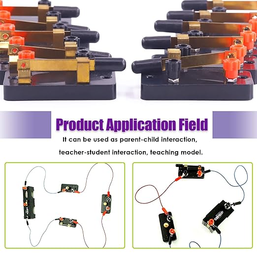 Swpeet 10Pcs Single Pole Single Throw Switch Kit, Perfect for Physics Laboratory, School Electronic Experimenting, Great for Demos Teaching Basic Principles of Electricity & How a Simple Circuit Works