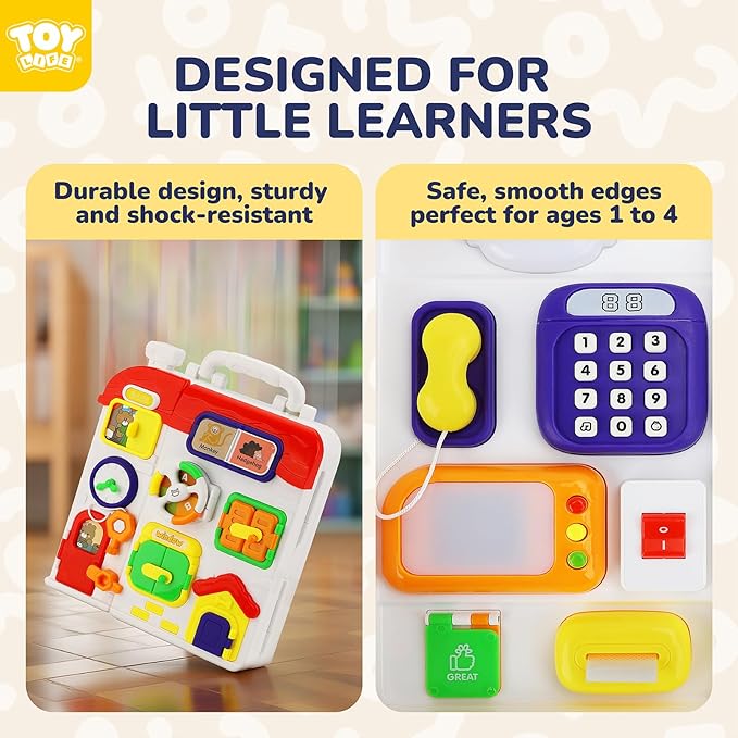 TOY Life Montessori Busy Board for 1-2 Year Old, 20‑in‑1 Baby Musical Toddler Toys, Fine‑Motor & Early Educational Baby Montessori Toys for Toddler 1‑3 Year Old Boys Girls Birthday Gift