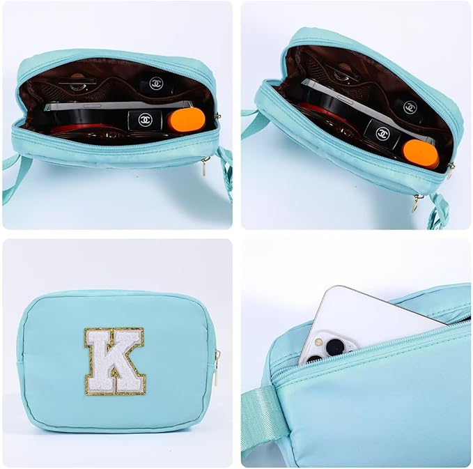YOOLIFE Gifts for Girls Teen Girls Birthday Gifts - Personalized Gifts for Women, Gifts for Daughter Sister Friends, Blue Initial Crossbody Bag Belt Bag A