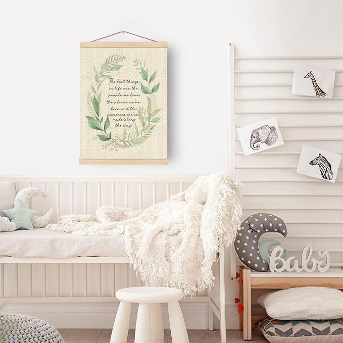 Boat Wades Sage Green Botanical Inspirational Wall Art Poster Hanger Frame, Motivational the Best Things in Life Are the People We Love Hanging Wall Decor for Home Bedroom Office, 12x16 Inch