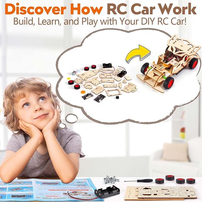 STEM Science Kits for Kids Age 8-12 - Building Remote Control Model Car Kits, 8 9 10 Year Old Teen Boys Gifts - 3D Wooden Puzzles Toys for Ages 8-13 - DIY STEM Crafts Educational Toys