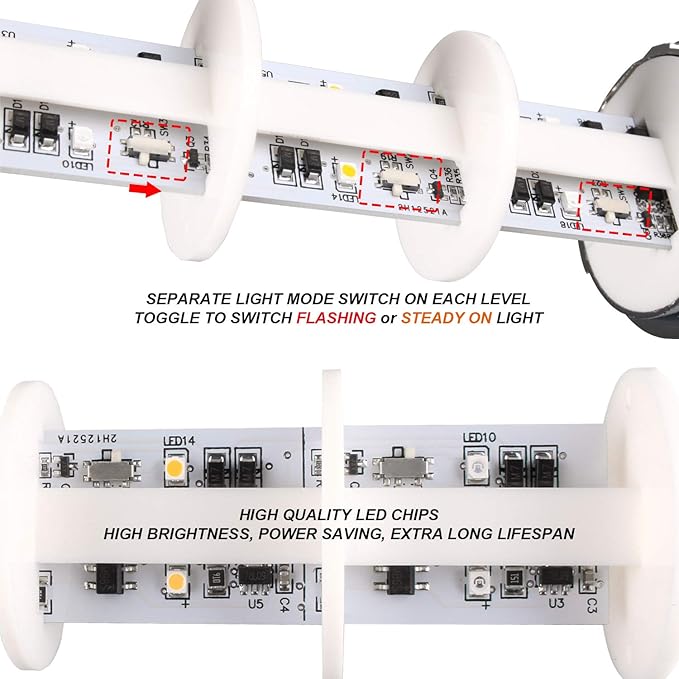 12-24V LED Stack Tower Lights, Industrial Warning Lights, Andon Lights, Column Signal Tower Indicator Lamp Beacon, Continuous/Flashing Light Switchable, 1 Layer (Without Buzzer)