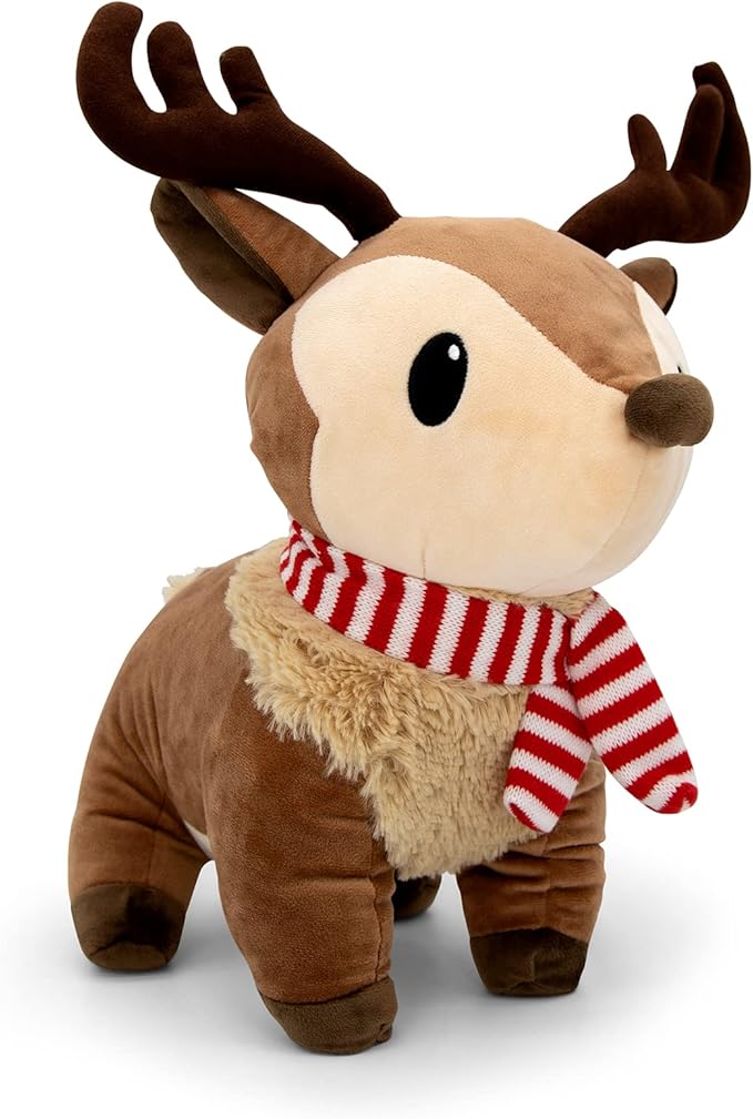 Plush Reindeer Stuffed Animal - Holiday Deer Characters with Antlers Toy for Kids - Christmas Decor Animals - Small Plushie Toys - 12 Inch - Ralphie