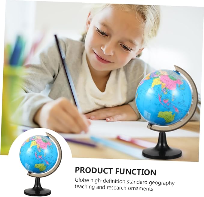 BESPORTBLE 1Pc Educational World Globe with Stand Desktop Geography Globe for Boy Girl Adults Stylish Tabletop Display for Home Office Homeowners