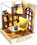OZJAY DIY Miniature House Kit with Dust Proof Cover, 1:24 Scale Creative Room Mini DIY Wooden Dollhouse Miniature Kit for Adults Teen, Leisurely Moment