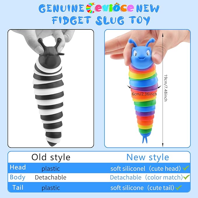 Cevioce Fidget Slug Toy, Sensory Slug Fidget Toys for Kids & Adults, 1 PC Autism Sensory Toys for Autistic Children Toddlers Christmas Stocking Stuffers Toddler Toys Girl Boy Birthday Gifts