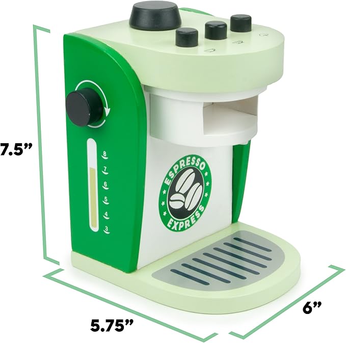Imagination Generation Espresso Express Coffee Maker Playset, with 2 Cups, 2 Pods, 1 Portafilter, 1 Coffee Maker, Cream & Sugar (8 Pcs)