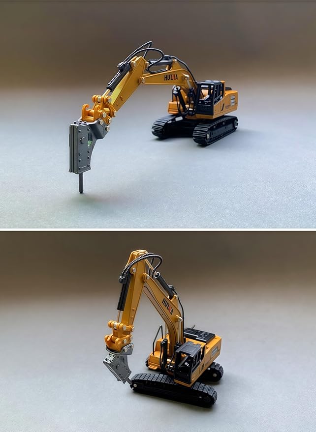 Gemini & Genius Drill Excavator Heavy Duty Construction Site Vehicle Toys 1：60 Scale Diecast Digger and Driller Engineering Dump Truck Collectible Alloy Model Toys for Kids and Decoration for House