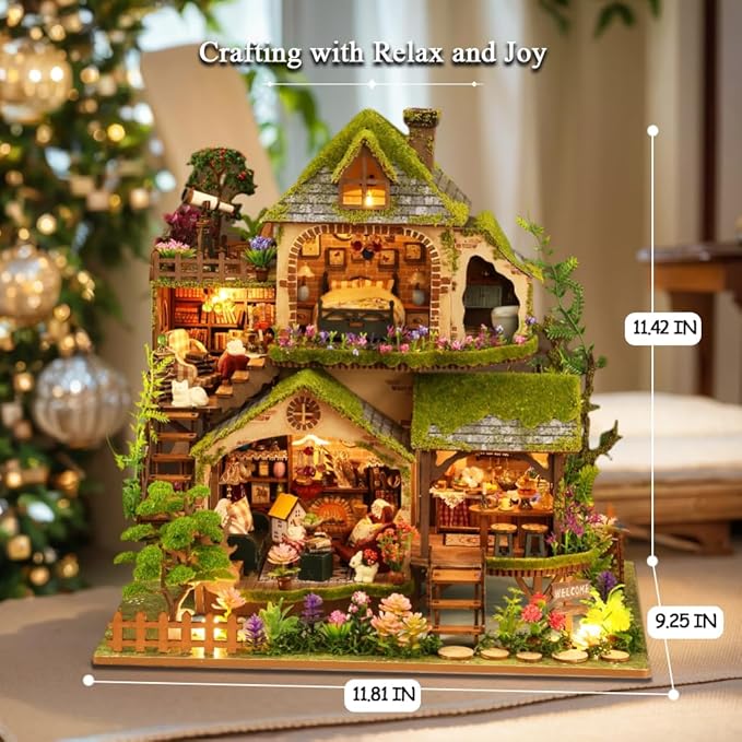 Miniature House Kit, Dollhouse Kit, Miniature Kit, DIY Mini House Building Kit for Adult, Forest Adventure